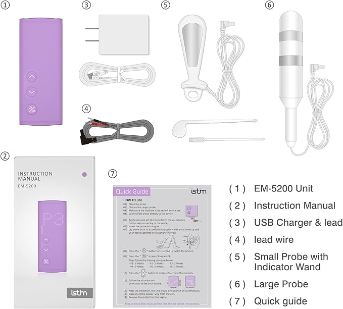 iStim Pelvic Floor Exercises Device - EM-5200 Kegel Trainer for Incontinence Relief, Muscle Massager (EMS) for Bladder Control and Pelvic Physical Therapy iSTIM