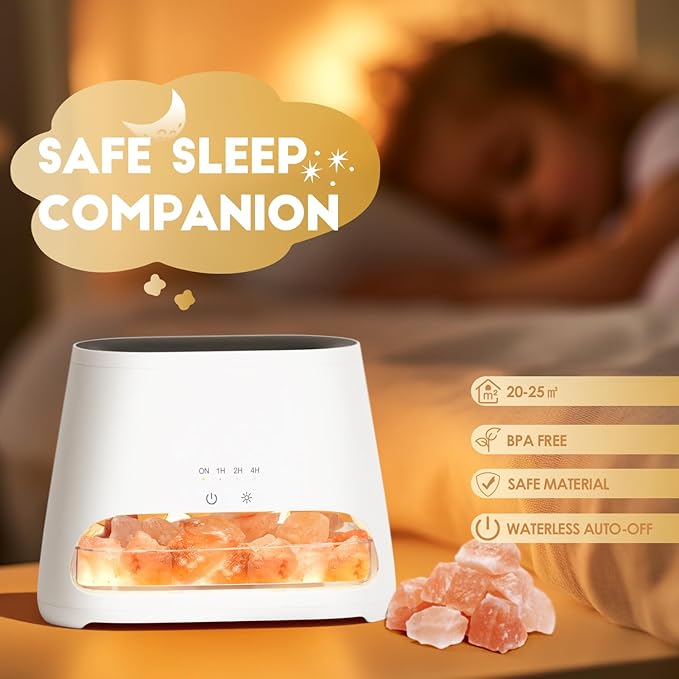 SALKING Colorful Flame Fire Diffuser Humidifier, Himalayan Salt Lamp, 7 Colors Changing Oil Diffuser, Ultra-Quiet Essential Oils Aromatherapy Diffusers for Large Room, Bedroom,150ml (White)