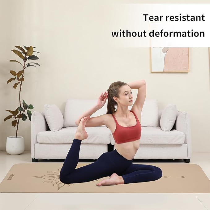 HAHE Yoga Mat Thick (8MM,1/3"), Eco-Friendly POE Non Slip Yoga Mat, High Rebound & Shock Absorption, Anti-Tear & Sweat-Resistant for Yoga, Fitness, Home, Workouts, Large Pilates Mats 72"x24" with Carrying Strap - Bloomnest