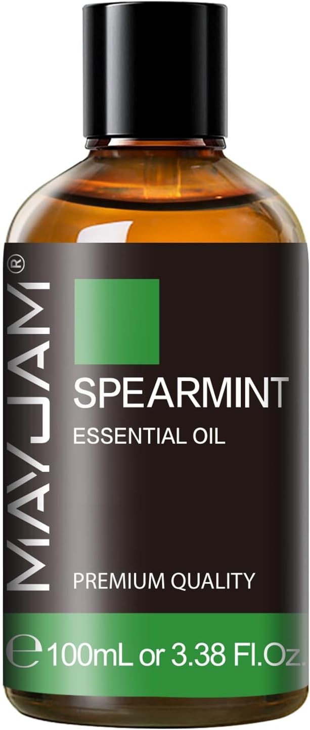 Spearmint Essential Oil, MAYJAM Pure Essential Oils for Diffusers, 3.38FL.OZ/100ML Large Volume Spearmint Oil for Facial Hair with Premium Glass Dropper - Bloomnest