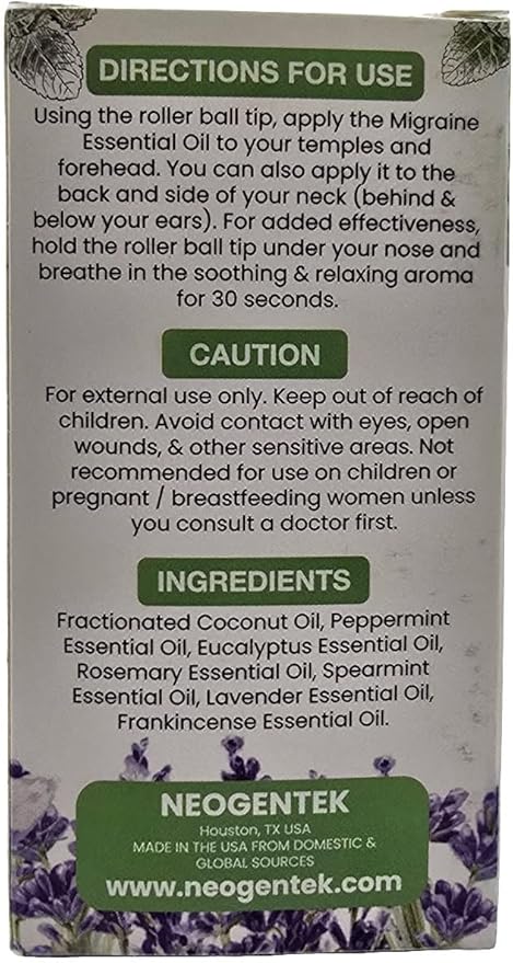 Migraine, Sinus Essential Oil Roller | Crafted Blend of 7 Powerful Essential Oil | Made in USA | Natural Comfort & Relaxation – Aromatherapy Roll-On for Headache, Migraine, Sinus – 10ml - Bloomnest