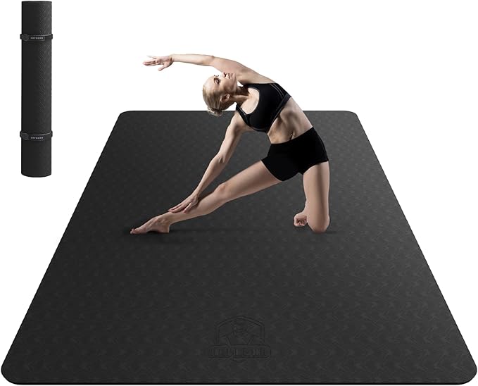 HAPBEAR Extra Large Yoga Mat - 72"x48"/78"x54", 1/4" & 1/3" Thick, Non-Slip, Durable, Eco-Friendly, Wide Exercise Mat for Home Workouts, Yoga, Pilates, Stretching, Meditation (Barefoot Exercise) - Bloomnest