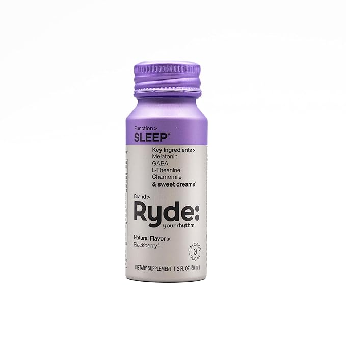 Ryde: SLEEP | 2oz Sleep Shot for Occasional Use | Melatonin, GABA, L-Theanine & Chamomile | Blackberry Natural Flavor | Sugar-Free, Zero Calories, Vegan | Manufactured in USA (24 Pack) - Bloomnest