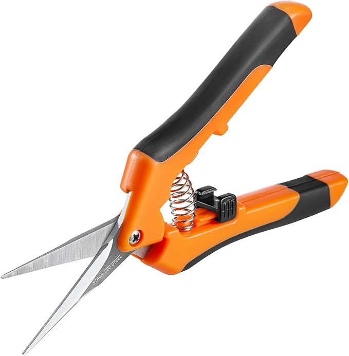 GROWNEER 1 Packs 6.5 Inch Pruning Shears Gardening Hand Pruning Snips Gardening Scissors with Straight Stainless Steel Precision Blades - Bloomnest