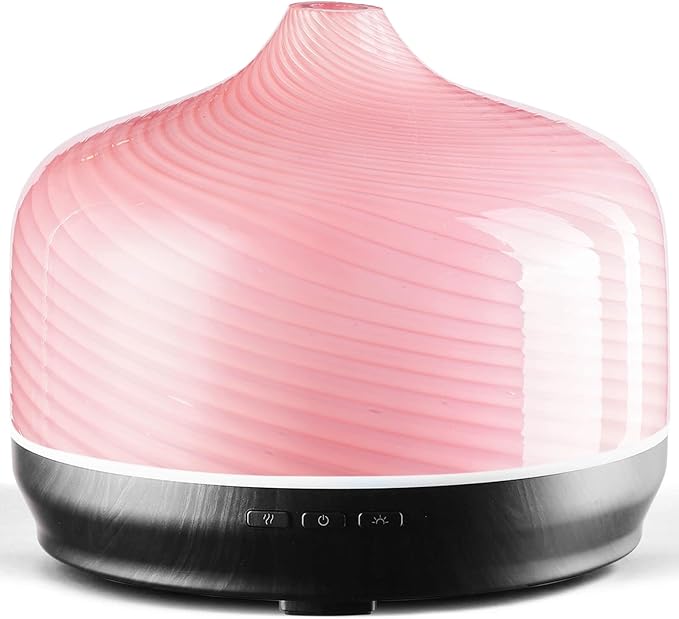 Porseme 500ml Glass Essential Oil Diffuser Aromatherapy Ultrasonic Cool Mist Humidifier 15-21 Running Hours Waterless Auto-Off Air Diffusers for Sleeping Yoga Office Working Spa and Rest (Pure Pink) - Bloomnest