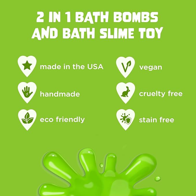 Bubble Bombs for Kids with Surprise Bath Slime Inside (6 Pack) - Colorful Sensory Toys Inside for Boys & Girls – Fizzes, Foams & Bubbles, Fruity Scents, Made in USA by Two Sisters - Bloomnest