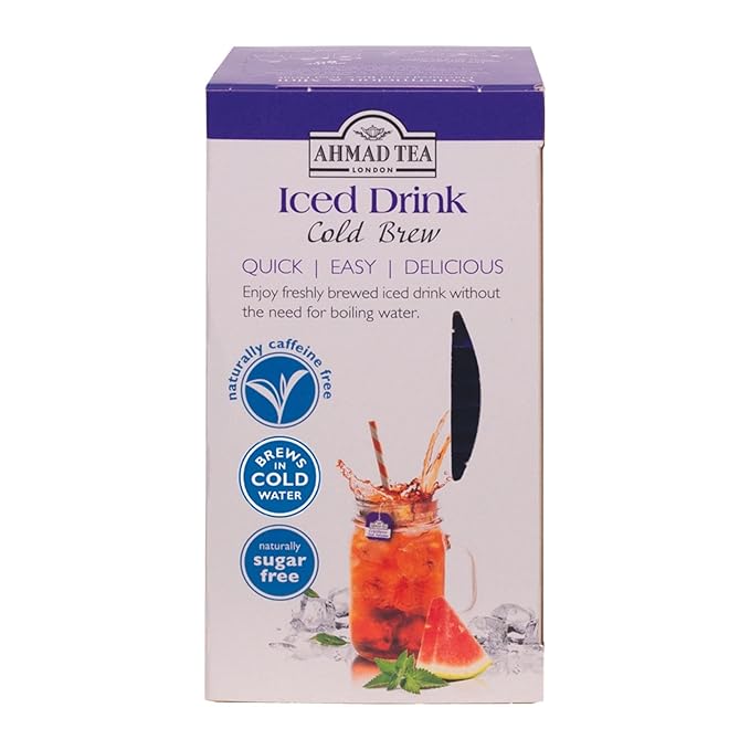 Ahmad Tea Herbal Tea, Cold Brew Watermelon & Mint Teabags, Iced Tea, 20 ct (Pack of 6) - Decaffeinated - Bloomnest