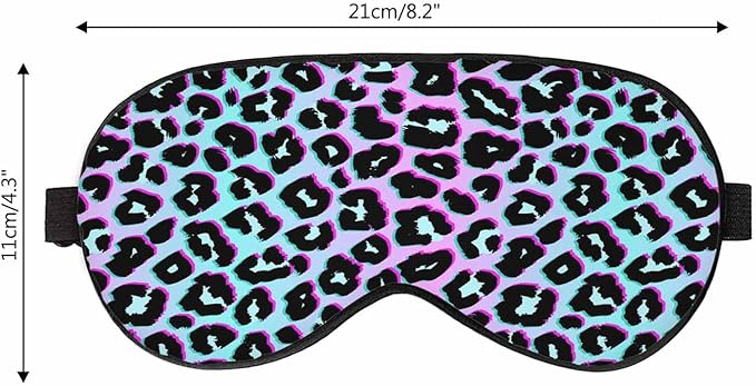 Leopard Sleep Eye Mask Animal Skin Retro 1980-1990'S Fashion Trendy Neon Colors Men Women Sleep Mask with Adjustable Strap Eye Cover Eye Shade for Travel, Nap,Meditation - Bloomnest