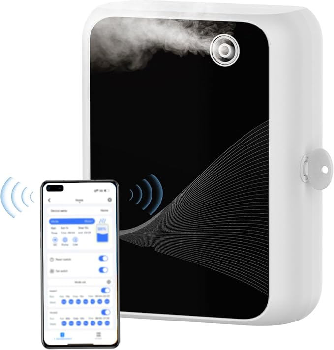 Waterless Essential Oil Diffuser-500ml Large Capacity,Smart App Control,Timer Function,Low Noise for Large Room up to 2000 sq.ft,for Home,Office,Hotel,Black-White Combo - Bloomnest