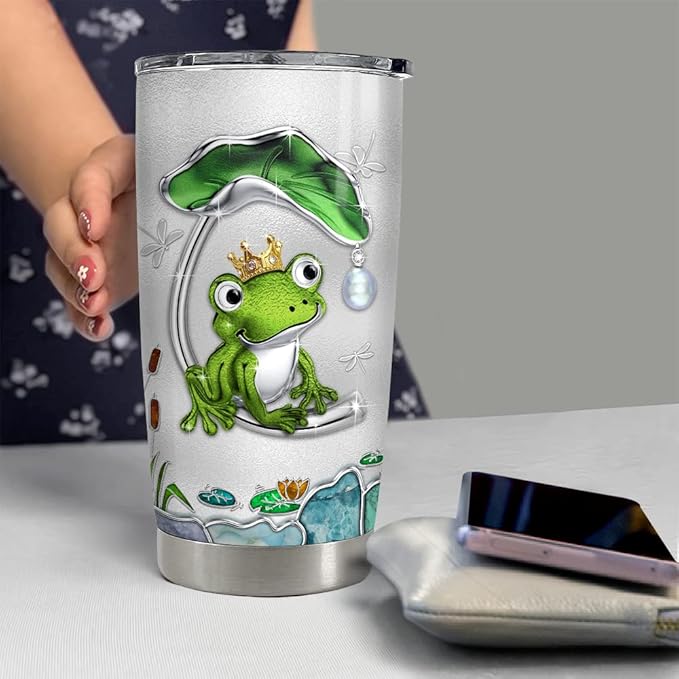 SANDJEST Personalized Frog Tumbler Jewelry Style Frog 20oz 30oz Tumblers with Lid Gift for Women Girl Daughter Sister Animal Lovers Christmas Birthday - Bloomnest