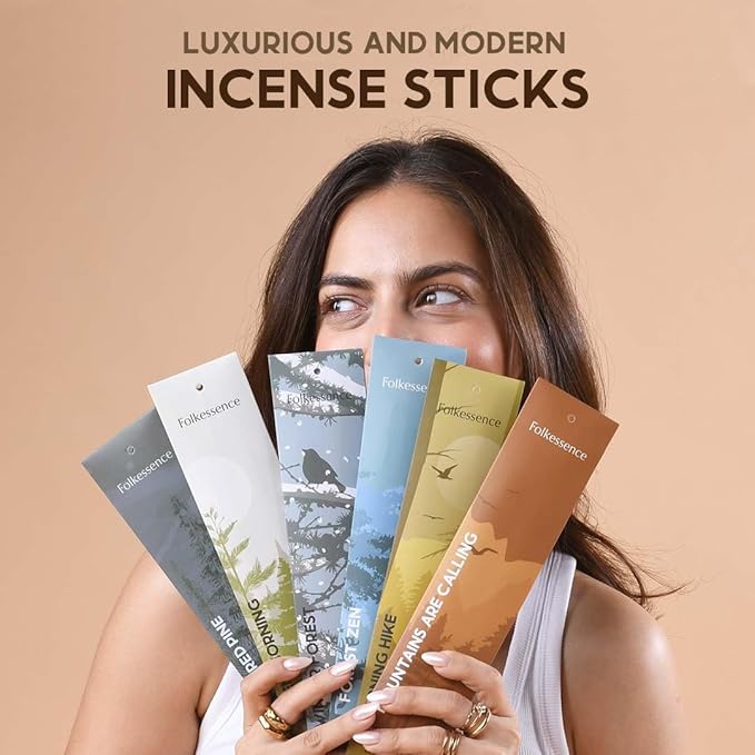 Folkulture Incense Sticks | Set of 6 (120) Insence-Sticks with 45 Mins Burn Time | Non Toxic Sandalwood, Eucalyptus, Cedar, Palo Santo | Organic White Sage Inscents - Bloomnest