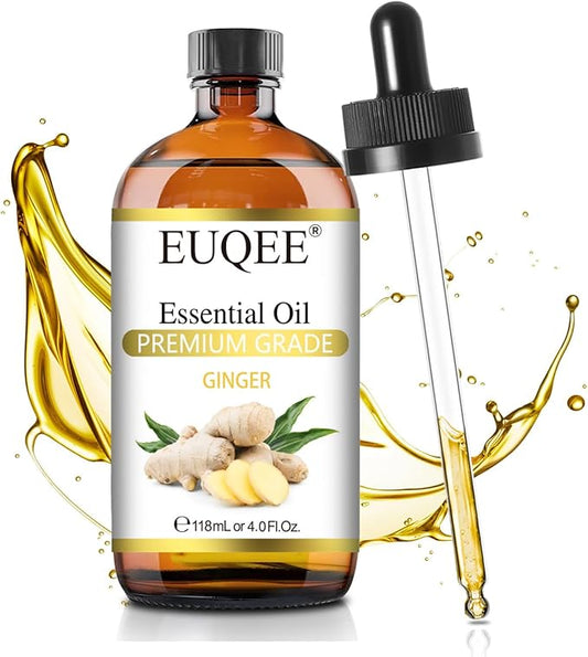 EUQEE Ginger Essential Oil 118mL Pure Ginger Oil, Large Bottle Premium Essential Oil with Glass Dropper for Diffuser, Candle Making, DIY Soap - 4fl. oz - Bloomnest