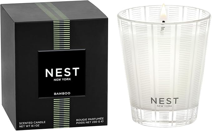 NEST New York Scented Classic Candle, Bamboo - 8.1 oz - Up to 60-Hour Burn Time - Reusable Glass Vessel - Bloomnest