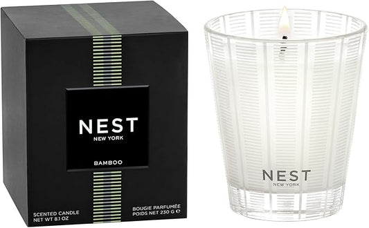 NEST New York Scented Classic Candle, Bamboo - 8.1 oz - Up to 60-Hour Burn Time - Reusable Glass Vessel - Bloomnest