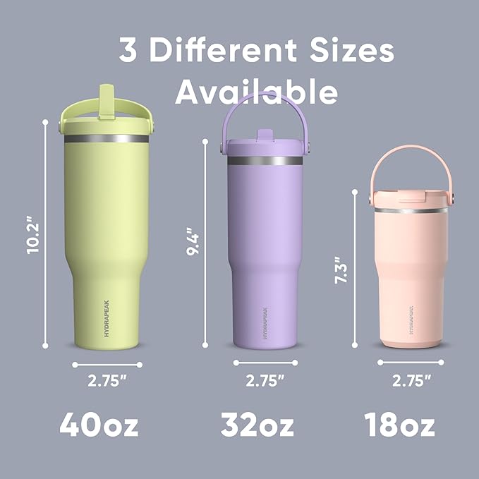 Hydrapeak Nomad 40 oz Tumbler with Handle and Straw Lid, Leakproof, Double Insulated, 40oz Cup Stainless Steel (Iceberg) - Bloomnest
