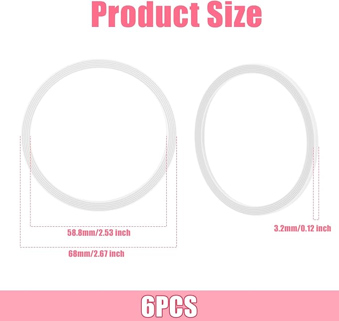 6 Pack Water Bottle Gasket Replacement for Owala FreeSip, Silicone Lid Seal O Ring Sealing Gaskets Replacement Parts Accessories Compatible with Owala Stainless Steel Cup (Clear) PEUTIER