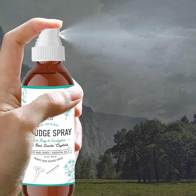 SOUL STICKS White Sage & Eucalyptus Smudge Spray – 3.5oz Smokeless Energy Mist with Quartz Crystals – Essential Oil Spray for Focus, Clarity, Aura Cleansing, Meditation, and Home Refreshing SoulSticks