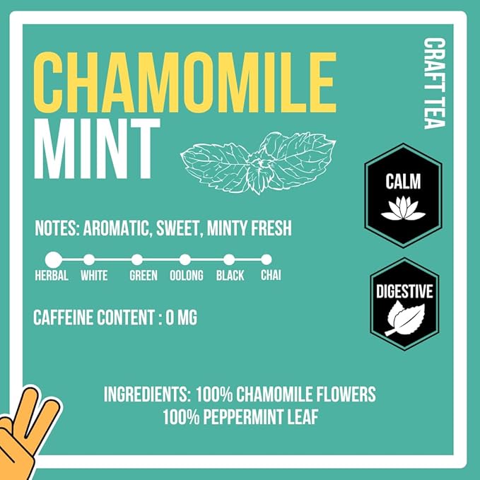 Revival Tea Company Chamomile Mint Tea - Herbal Tea Blend of Chamomile Flowers and Peppermint Leaf - Caffeine Free - 24 Tea Bags - Bloomnest