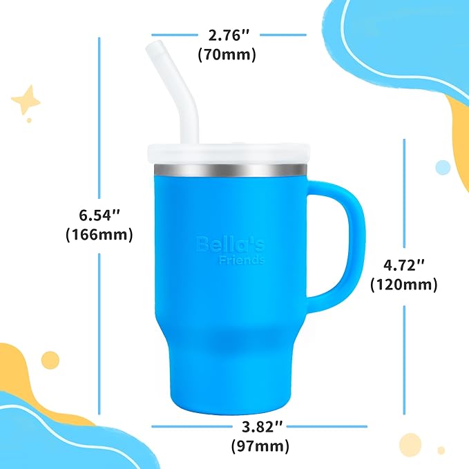 Bella's Friends Handy Mini Tumbler – Adorable 9 oz Sippy Cup for Toddlers 1-3 years old, Flexible Straw, Stainless Interior & Silicone Body, Leak‑Proof, Dishwasher Safe, Ideal for Travel or At Home - Bloomnest