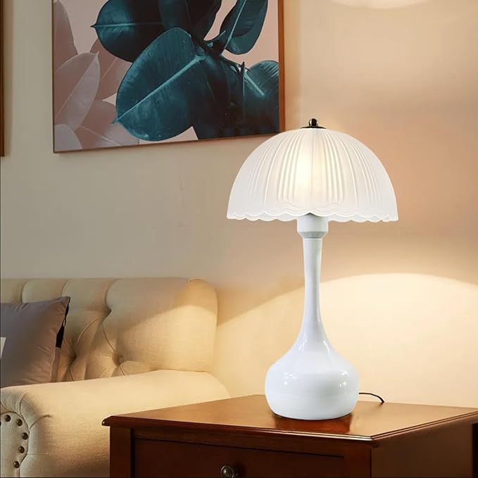 Large Table Light 3 Color Adjustable Ceramic Lamp Vintage Nightstand Lamps Dimmable Bedside Table Lamps for Living Room Bedroom Home Office (White) - Bloomnest