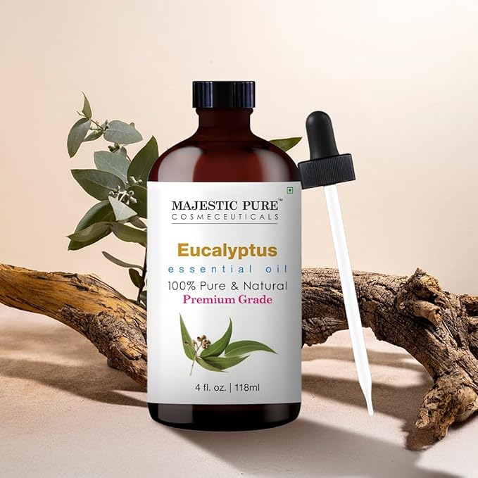 Majestic Pure Eucalyptus Essential Oil with Glass Dropper - Huge 4 Fl Oz - 100% Pure and Natural Eucalyptus Oil - Premium Grade Essential Oils for Diffuser, Aromatherapy, Soap and Candle Making - Bloomnest