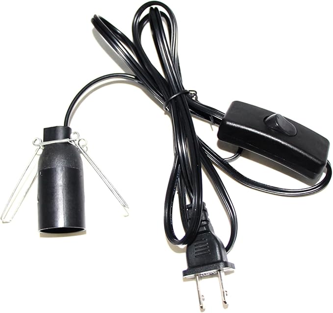 5FT Salt Lamp Cord ON/Off Switch with E12 Light Bulb Socket, 18AWG Himalayan 2 Prong Replacement Cord for Salt Rock Lamp/Christmas Village House