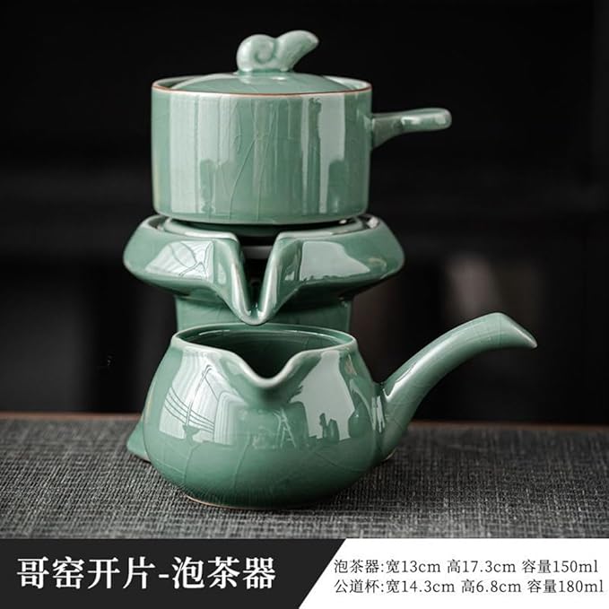 Chinese Gongfu Tea Gift Set Service Automatic Handmade Stone-Mill Design Porcelain Tea Pot 6 Cups Japanese Kung Fu Tea for Adults Men Women Tea Ceremony Party Home Office Decor - Bloomnest