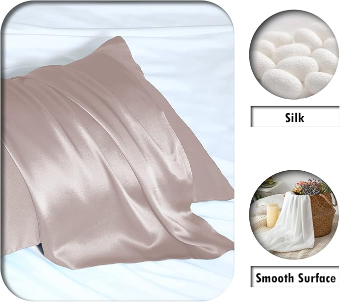 Silk Pillow Cases 2 Pack Soft Breathable and Sliky King Size Pillow Cases Set of 2,Natural Mulberry Silk Pillowcase Set of 2 for Hair and Skin with Hidden Zipper (Lotus Root Pink,20"X 36",2pcs) - Bloomnest