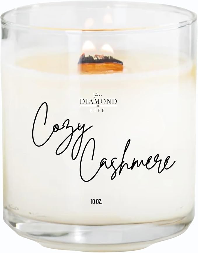 Home Cozy Cashmere Sandalwood & Vanilla Luxury Scented Soy Candle - Fall & Year Round Fragrance/9oz Clear Jar /65 Hour Burn Time/Made in The USA - Bloomnest