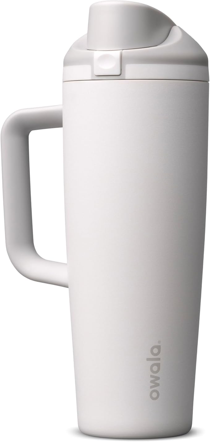 Owala FreeSip Tumbler - Stainless Steel - 30-oz. - Grey/White (Shy Marshmallow) Owala