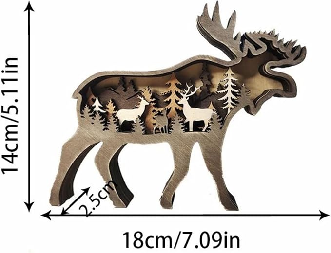 Drawelry 3D Wood Carving Animals Lamp Home Decorative, Cute Bear Family Elephant Presents Ideas Christmas Living Room Office Decor Warm LED Night Lights Gift for Friend Daughter Son Mom Dad (Moose) - Bloomnest