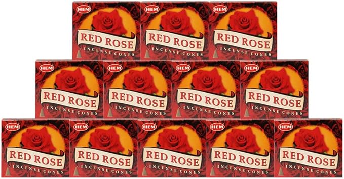 TRUMIRI Red Rose Incense Cone Bundle: 14 Sets of 12 Packets (120 Pieces) with Incense Holder TRUMIRI