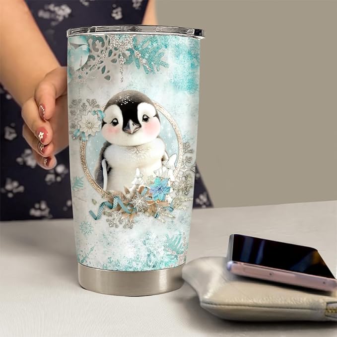 Penguin Tumbler 20oz Stainless Steel Insulated Coffee Travel Mug Cup for Women Girls Penguin Gifts for Birthday Christmas - Bloomnest