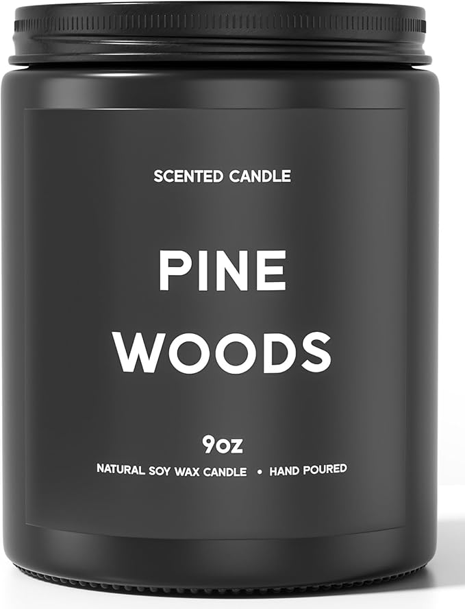 Pine Woods Candle, 9oz Scented Candle for Men, Scented Candles for Home, Gifts for Men, Personalized Blessing Minimalist Men's Gifts - Bloomnest