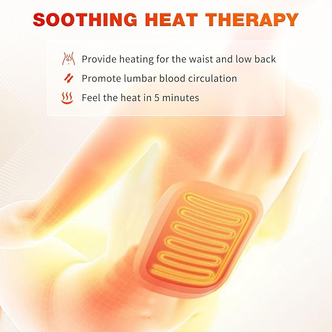 Back Massager with Heat for Pain Relief, Back Massage Chair Pad, Full Body Massage, Deep Tissue Vibration Massager with 2 Adapters, Office and Recliner - Bloomnest