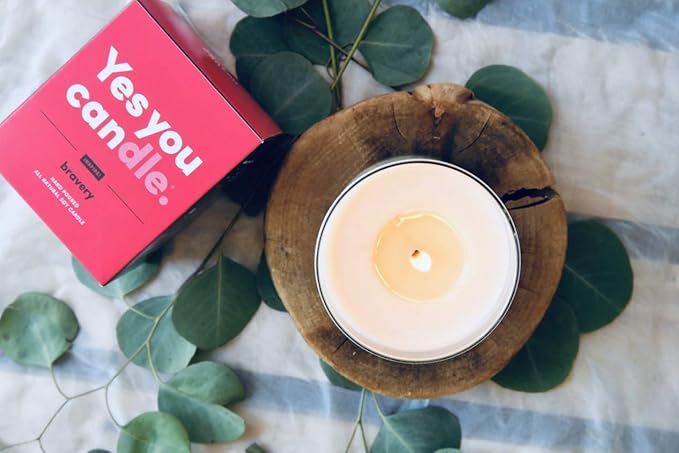 Bravery, Citrus &Sage, Highly-Scented, Inspirational Soy Candle, Made in USA, Great Message, Pure Essential Oils, Aromatherapy, 8 oz - Bloomnest