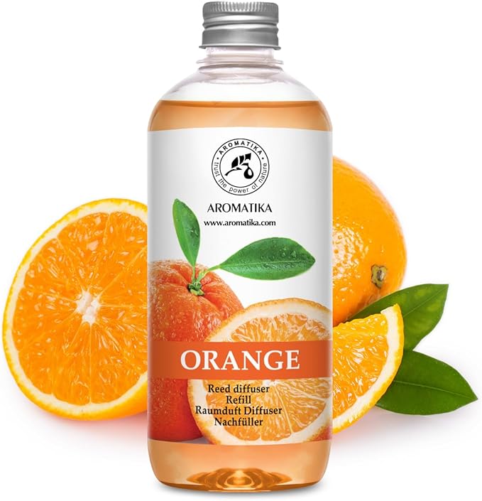 AROMATIKA Orange Reed Diffuser Refill 17 Fl Oz (500ml) - Room Fragrance Diffuser with Natural Essential Orange Oil - Best for Aromatherapy - Home - Kitchen - Office - Bloomnest