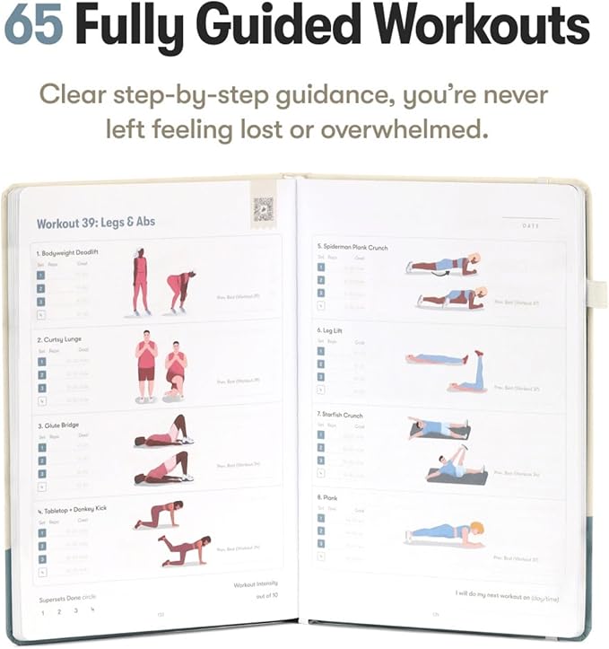 Bodyweight Transformation Journal and Elevate Exercise Cards. Complete Fitness System with Effective Bodyweight Exercises in a Card Deck. No Equipment Needed. #1 At home Fitness Journal/Fitness Planner for Women & Men. - Bloomnest