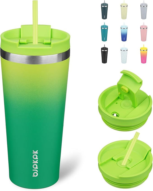 BJPKPK 22oz Tumbler With lid And Straw Stainless Steel Travel Coffee Mug Insulated Tumblers Cups,Bamboo Grove - Bloomnest
