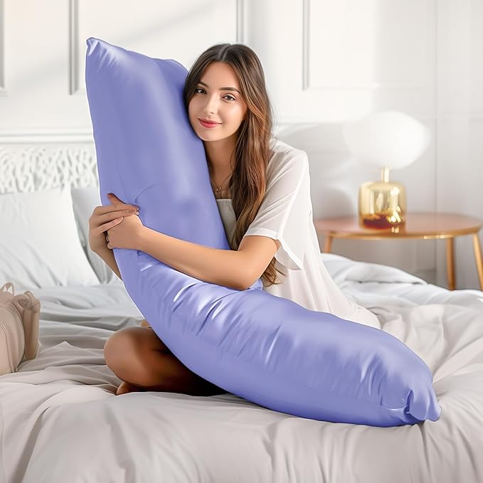 BEDELITE Satin Body Pillow Cover 2 Pack, Super Soft and Cooling Body Pillow Pillowcase for Hair and Skin, Breathable Silky Full Long Pillowcase Cover(20"x54", Lilac) - Bloomnest