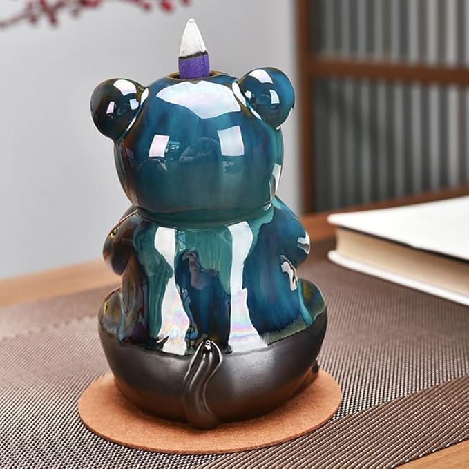 Cute Monkey Animal Waterfall Backflow Incense Holder for Sticks,Ceramic Incense Burner with Mat,Tweezers for Home Aromatherapy Ornament Decor AI017 - Bloomnest