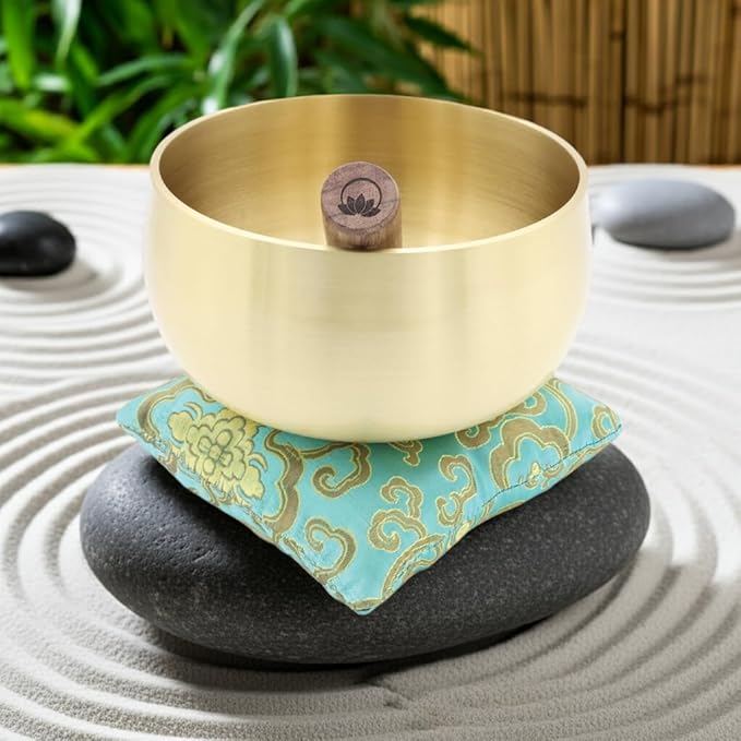 ZENPROSPERA Tibetan Singing Bowl Set – 6-Inch Sound Bowl for Meditation, Relaxation & Stress Relief | The ZenProspera Bowl - Lotus Edition - With Mallet, Gift Box, & Cushion