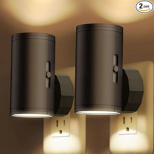 LED Night Light Plug in, Night Lights Plug into Wall Dusk to Dawn Sensor,5-300LM Adjustable Brightness, 2700K,Dimmable Night Lights for Kitchen,Hallway Bedroom,Stairway,2 Pack - Bloomnest