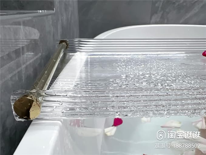 WANLIAN 33-Inch Luxury Bathtub Caddy Tray for Bathroom - Shower Storage Organizer Shelf Accessories (Gold-A) - Bloomnest