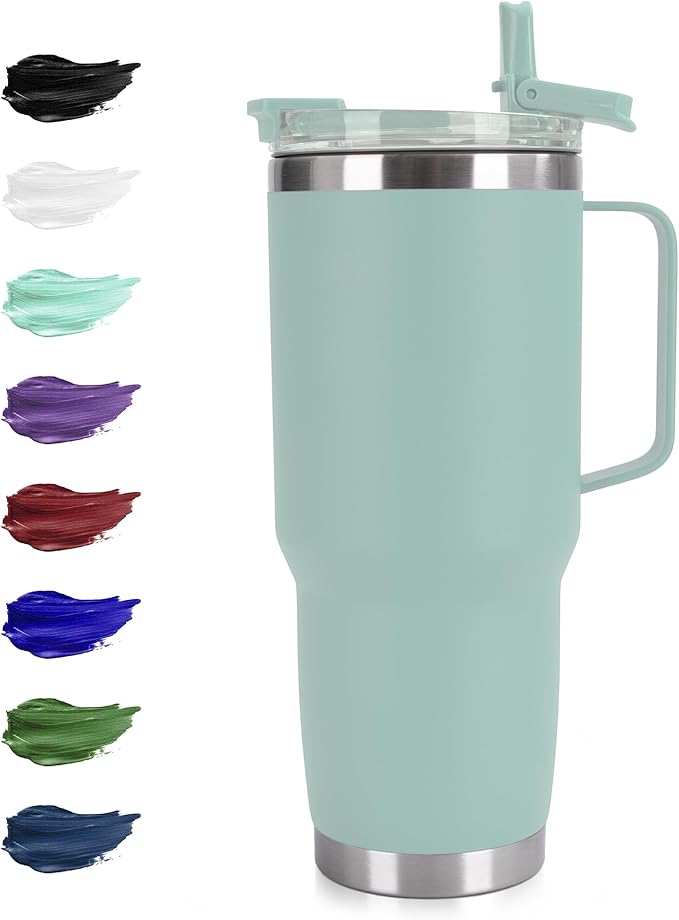 HASLE OUTFITTERS 30oz Tumbler With Handle, Insulated Travel Coffee Mug With Straw Leak-Proof Double Wall Stainless Steel Vacuum Tumblers Metal Cup with Straw for Hot and Cold Drink - Bloomnest