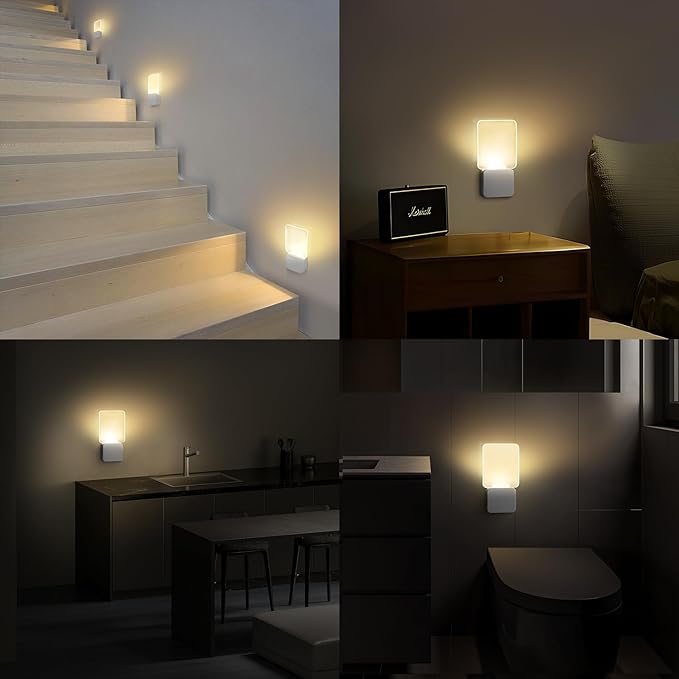 oviitech Superior Night Light with Dusk to Dawn Light Sensor at Bottom, Light in Warm White for Hallway, Bedroom, Living Room, Bathroom and Other Scenes, UL Certified, White, 4 Pack - Bloomnest