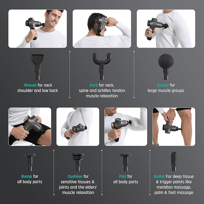 Mebak 3 Massage Gun, Massage Gun Deep Tissue for Athletes, Professional Muscle Percussion Massager, Massager for Shoulder Leg Back Body Pain Relief, Quiet Portable Sport Tool, Gifts for Him - Bloomnest