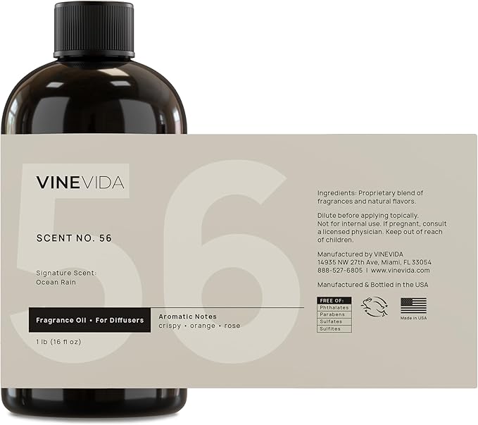 VINEVIDA [16 Fl Oz] Ocean Rain Fragrance Oil for Cold Air Diffusers, Essential Oils for Diffuser Oil Refill & Air Freshener Room Spray - Bloomnest