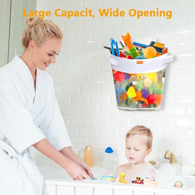 Bath Toy Organizer – Large Capacity Mesh Storage with Wide Opening, Quick Release Bottom Zipper, Wall-Mounted & Foldable, Quick Dry Baby Bathtub Toy Holder, Multi-Use Bathroom Organizer - Bloomnest