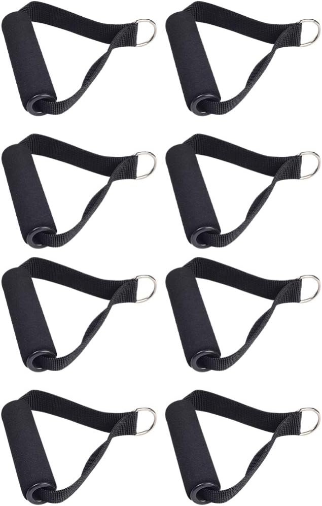 Garneck 4pcs Resistance Band Handles Plastic D Ring Exercise Strap Foam Handle Band Fitness Equipment for Home Gym Overhead Strength Training Stretching Black - Bloomnest